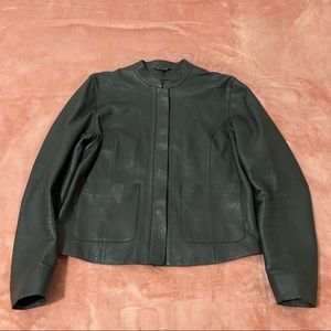 Massimo Dutti (Zara) Dark Green Leather Jacket Large Fits Medium